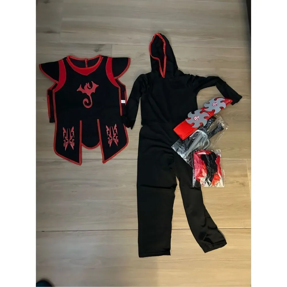NEW Ninja Halloween Costume Kids Dress Up Accessories S 5-7yrs